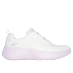 Skechers Bobs Sport Infinity Women's Athletic Lace Up Sneakers White Color Memory Foam Comfort Insole Size 40 Lightweight Knit Upper Supportive Design Everyday Wear