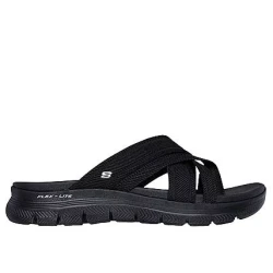 Skechers Women's Flex Appeal 4.0 Perfect 4 You Black Sport Sandals Size 40 with Stretch Fit Multi-Strap Design for All Day Comfort Featuring a Cushioned Yoga Foam Footbed