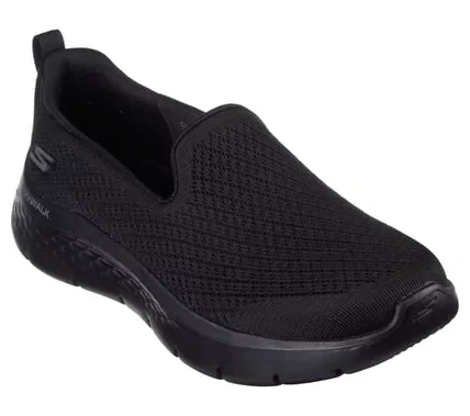 حذاء رياضي سكيتشرز جو ووك فليكس نسائي أسود مقاس 37 يتميز ببطانة داخلية بتقنية Air Cooled Goga Mat وتوسيد Ultra Go وجزء علوي شبكي مصمم وتصميم نباتي مثالي للمشي اليومي المريح - سكيتشرز - Image 6