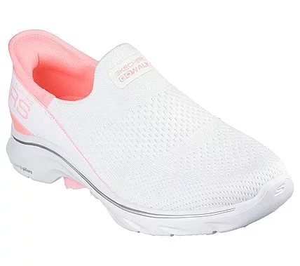Skechers Go Walk 7 Mia Slip-ins Women's White Stretch Knit Walking Shoes Size 40 - Skechers - Image 4