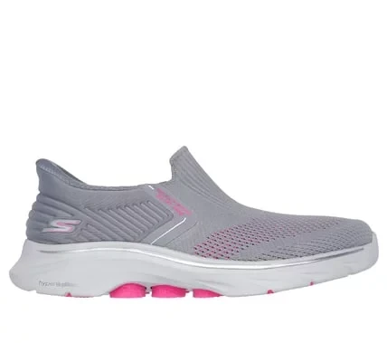 Skechers Women's Go Walk 7 Slip-ins Hands Free Walking Shoes Gray Size 38 EU with Air Cooled Memory Foam and Lightweight Ultra Go Cushioning for Comfortable Support