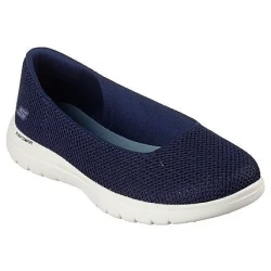 Skechers Women's On The GO Flex Cherie Navy Skimmer Mesh Walking Shoes With Air Cooled Goga Mat Insole And Ultra GO Cushioning Size 37.5