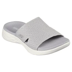 Skechers Women's On The GO 600 Adore Slide Sandals Grey Size 36 Featuring Stretch Fit Mesh Upper, Contoured Goga Mat Footbed & 5GEN Cushioning for Ultimate Comfort & Style