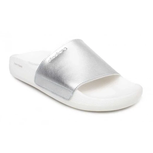Skechers Women's Hyper Slide Shine On Metallic Sandals Silver Size 37 Featuring HYPER BURST Cushioning Midsole and Goodyear Performance Outsole for Enhanced Traction and Stability - Skechers - Image 3