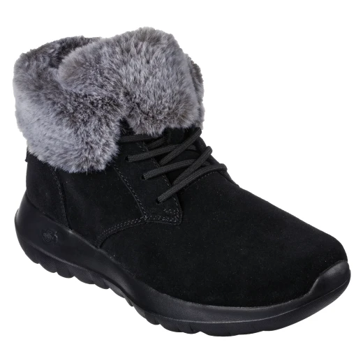 بوتات سكيتشرز النسائية أون ذا جوي بلوش دريمز سوداء جلد شمواه معالج سكوتش جارد ياقة من الفرو الصناعي نعل داخلي بتقنية Air Cooled Goga Mat نعل اوسط خفيف الوزن 5GEN مقاس 37.5 - سكيتشرز - Image 6
