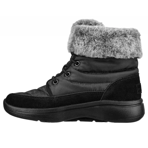 Skechers Women's GO WALK Arch Fit Winter Vibes Pull On Boot Black Suede and Parka Nylon with Faux Fur Collar Removable Arch Fit Insole ULTRA GO Midsole Support 37.5 - Skechers - Image 3