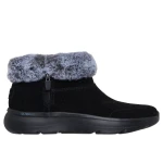 Skechers Women's On The GO Encore Snow Capped Ankle Boot 3M Scotchgard Suede Faux Fur Collar Side Zip Closure Air Cooled Goga Mat Insole Black 38 - Skechers