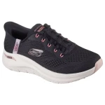 Skechers Women's Arch Fit 2.0 Easy Chic Slip On Shoes with Engineered Mesh Upper and Removable Arch Fit Insoles, Featuring Heel Pillow for Ultimate Comfort, Black/Rose, Size 37 - Skechers