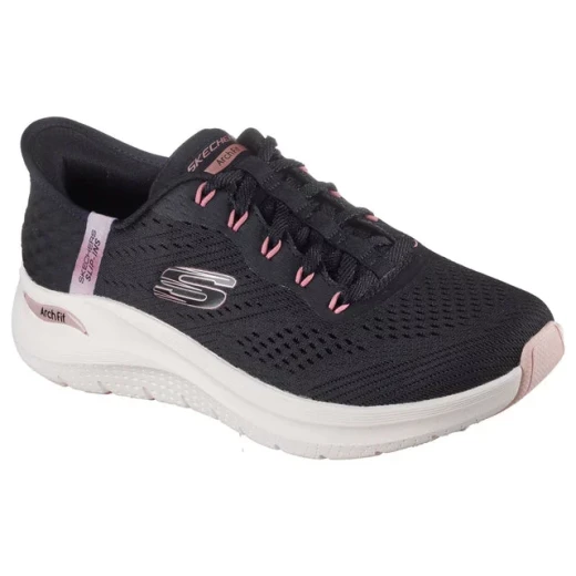 Skechers Women's Arch Fit 2.0 Easy Chic Slip On Shoes with Engineered Mesh Upper and Removable Arch Fit Insoles, Featuring Heel Pillow for Ultimate Comfort, Black/Rose, Size 37 - Skechers - Image 2