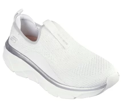 Skechers Women's D'Lux Walker 2.0 Sparkle Forever Athletic Shoes White with Stretch Fit Engineered Knit Upper and Air Cooled Memory Foam Insole Size 38.5 for Comfortable Long Walks - Skechers - Image 3
