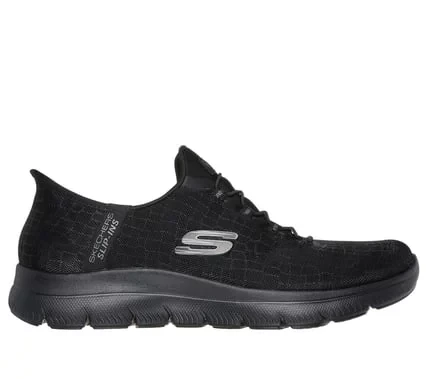 Skechers Women's Summits Classy Night Slip On Sneakers Black with Snake Pattern Sparkle Mesh Upper Vegan Design featuring Heel Pillow and Air Cooled Memory Foam Insole Size 38.5 Skechers Women's Summits Classy Night Slip On Sneakers Black with Snake Pattern Sparkle Mesh Upper Vegan Design featuring Heel Pillow and Air Cooled Memory Foam Insole Size 38.5