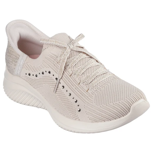 Skechers Women's Ultra Flex 3.0 Taupe Slip On Sneakers: Lightweight Textile Upper with Logo Accents. Provides All Day Comfort with Fabric Lining and Durable Rubber Sole. Size 37. - Skechers - Image 3