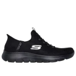 Skechers Women's Summits Slip-ins Athletic Shoes with Heel Pillow, Vegan Duraleather Upper, and Air-Cooled Memory Foam Insole in Black Size 41, Easy On/Off Comfort - Skechers
