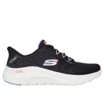 Skechers Women's Arch Fit 2.0 Fresh Space Slip-ins Vegan Shoes Black Size 37 Featuring Engineered Mesh, Adjustable Laces, and Air-Cooled Arch Fit Insole for Easy Comfort - Skechers