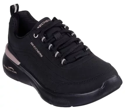 Skechers Women's Skech Air Dynamight 2.0 Athletic Sneakers Black with Engineered Mesh Upper, Memory Foam Insole, and Cushioned Midsole Size 37.5. Vegan Lace Up Comfort and Style. - Skechers - Image 2