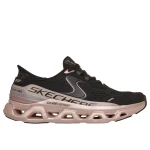 Skechers Women's Glide Step Altus Starlight Shine Slip On Athletic Shoes with Air Cooled Memory Foam Insole and Metallic Glide Step Geometric Midsole Size 38 Black Adjustable Laces - Skechers