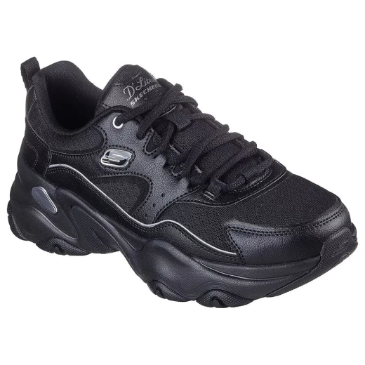 Skechers Women's D'Lites 5.0 Team Neutral Sneakers Black Size 38 Lace Up Low Top Sporty Style Breathable Mesh Artificial Leather Upper Air Cooled Memory Foam Insole - Skechers - Image 3