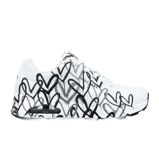 Skechers x JGoldcrown Women's Uno Spread the Love Purple Sneakers Featuring Heart Design Print, Air Cooled Memory Foam Insole, and Platform Wedge 40 - Skechers - Image 4