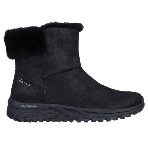 Skechers Women's Escape Plan Cozy Collab Ankle Boot Water Repellent Synthetic Microleather Upper Faux Fur Trim 37 Black Air Cooled Memory Foam Insole