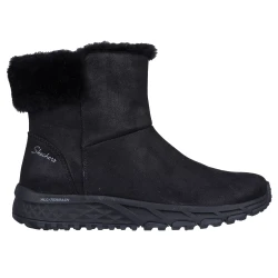 Skechers Women's Escape Plan Cozy Collab Ankle Boot 37.5 Black Water Repellent Synthetic Microleather with Faux Fur Trim and Air Cooled Memory Foam Insole 167413BBK