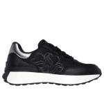Women's Lingo Black Sneakers with Memory Foam Insole for Superior Comfort and Breathability, Adjustable Laces, and High Traction Rubber Sole, Size 37.5 - Skechers