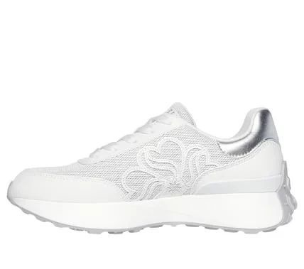 Women's Lingo Sneakers 38 White with Memory Foam Insole, Breathable Mesh Upper, Adjustable Laces, High Traction Rubber Sole, and Elegant Black Design for All Day Comfort and Style - Skechers - Image 5