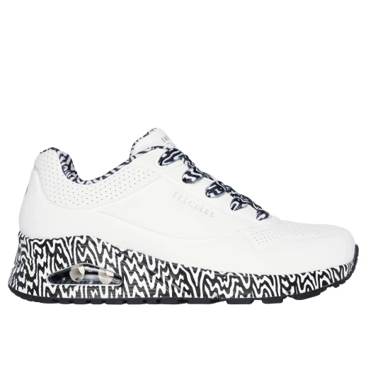 حذاء سكتشرز نسائي أونو ميني دريب أبيض بتصميمات جين ستارك مع إسفنج ميموري فوم مبرد بالهواء وتوسيد سكيتش اير مقاس 40 - سكيتشرز - Image 2