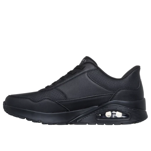Skechers Street Men's Uno Slip-ins: Banksia Luxe Black Duraleather Fashion Sneaker with Air-Cooled Memory Foam and Skech-Air Visible Airbag Midsole, Hands Free Design, Size 45 - Skechers - Image 4