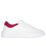 Skechers Women's Cordova Classic Best Behavior Sneakers White/Red Size 39 Featuring Air Cooled Memory Foam Insole Comfortable Lace Up Court Style Duraleather Upper Stylish Design - Skechers