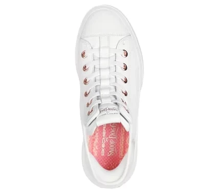 Skechers x Snoop Dogg Women's Snoop One OG Leather Sneakers White Colorway Featuring Hands Free Slip Ins Wearability, Air Cooled Memory Foam Insoles, Rose Gold Trim, and Size 37.5 - Skechers - Image 4