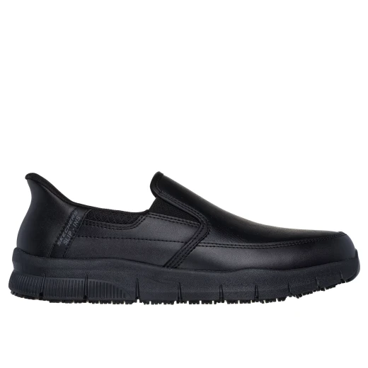 Skechers Men's Nampa Broxtin Work Slip Resistant Black Leather Shoes