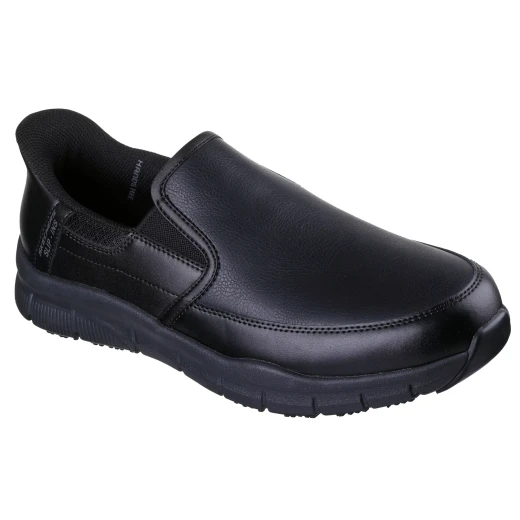Skechers Men's Nampa Broxtin Work Slip Resistant Black Leather Shoes - Skechers - Image 3