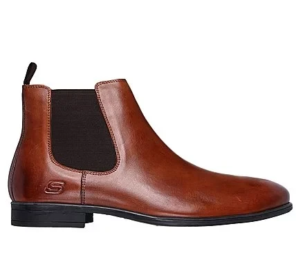 حذاء سكيتشرز ترينتمور هايتس للرجال جلد بني كلاسيك فيت بنعل داخلي من إسفنج ميموري فوم المبرد بالهواء مقاس 41 حذاء رسمي متعدد الاستخدامات ومريح سهل الارتداء 204854 COG - سكيتشرز - Image 2