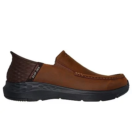 سكيتشرز حذاء رجالي سهل الارتداء بارسون أوسوين مريح جلد بني بدون أربطة تصميم مقدمة منسوجة مع وسادة كعب مقاس 41 نعل داخلي من رغوة الذاكرة المبردة بالهواء - سكيتشرز - Image 11