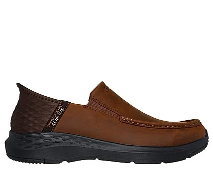 Skechers Men's Slip-ins Parson Oswin Comfort Moc Toe Shoes Brown Leather Upper with Heel Pillow, Air Cooled Memory Foam Insole, and Goga Mat Arch Support, Size 41 - Skechers - Image 5