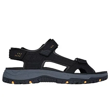 صنادل Skechers Prewit للرجال مفتوحة الأصابع: تصميم مريح، جزء علوي صناعي أسود، نعل داخلي مبطن Luxe Foam، إغلاق بأشرطة قابلة للتعديل بـ 3 أشرطة، مقاس 43، رقم المنتج 205138 BRN - سكيتشرز - Image 2