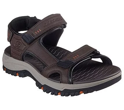 Skechers Men's Prewit Open Toe Sandals Brown Size 41 Featuring Luxe Foam Footbed Adjustable 3 Strap Closures for All Day Comfort Designed for Men's Footwear SKU 205138 BRN - Skechers - Image 3