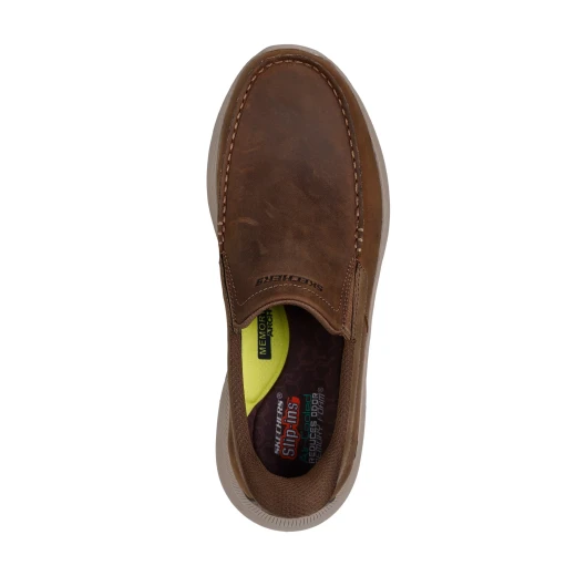 Skechers Men's Hands Free Slip-ins Relaxed Fit Pollard Osgood Loafer Brown Leather 43 with Charcoal Infused Memory Foam Insole and Goodyear Rubber Outsole - Skechers - Image 6