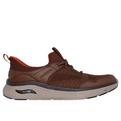Skechers Men's Arch Fit Crosser Walking Shoes Brown Color with Slip In Technology Relaxed Fit Featuring Arch Fit Insole Size 46 for Comfortable Daily Wear