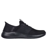 Skechers Men's Delson 3.0 Hands Free Slip ins Lavell Black Engineered Knit Shoes with Air Cooled Memory Foam Charcoal Infused Insole and Goga Mat Arch Cushioning Size 41 - Skechers