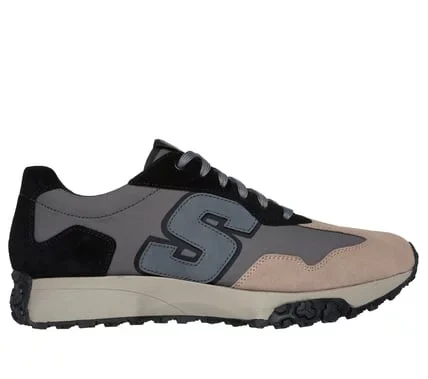 Skechers Upper Cut Neo Jogger Men's Athletic Shoes Gray Black Leather Mesh Upper Air Cooled Memory Foam Insole Lace Up 46 Comfortable Stylish Retro Design - Skechers - Image 2