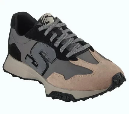 Skechers Upper Cut Neo Jogger Men's Athletic Shoes Gray Black Leather Mesh Upper Air Cooled Memory Foam Insole Lace Up 46 Comfortable Stylish Retro Design - Skechers - Image 3