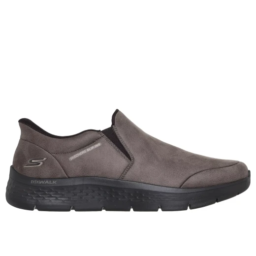 Skechers Men's GO WALK Flex Hands Free Slip ins Walking Shoes Dark Taupe with Air Cooled Memory Foam Insole, Vegan Leather Upper, Laceless Design, Size 42.5 Skechers Men's GO WALK Flex Hands Free Slip ins Walking Shoes Dark Taupe with Air Cooled Memory Foam Insole, Vegan Leather Upper, Laceless Design, Size 42.5