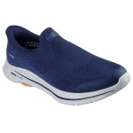 Skechers Men's Hands Free Slip Ins GOwalk 8 Navy Blue Walking Shoes with Stretch Fit Knit Upper Size 46 - Skechers
