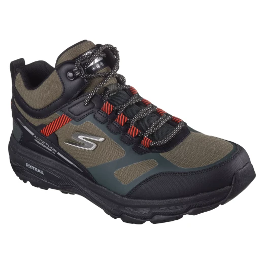 حذاء جري رجالي من سكيتشرز GO RUN Trail Altitude مقاوم للماء زيتوني مقاس 42.5 يتميز بجزء علوي من الجلد والشبك، ونعل داخلي Goga Mat™ مبرد بالهواء، ونظام جر قوي لأي تضاريس - سكيتشرز - Image 3