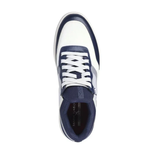 Mark Nason Alpha Cup Fielder Men's White Leather Sneakers Featuring Memory Foam Lux Insole Size 43 Lace Up Design Durable and Stylish - Skechers - Image 4
