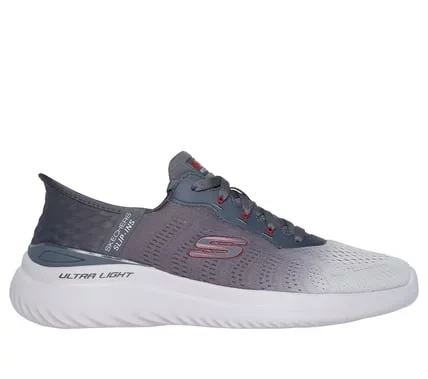 Skechers Men's Bounder 2.0 Slip-ins Vegan Sneaker Featuring Ombre Engineered Mesh Upper, Air-Cooled Memory Foam Insole, and Hands Free Design - Gray, Size 42.5