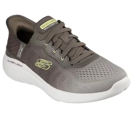 Skechers Men's Bounder 2.0 Slip-ins Olive Sneaker with Hands Free Design and Air Cooled Memory Foam Insole Size 44 Vegan Comfortable Walking Shoes - Skechers - Image 3