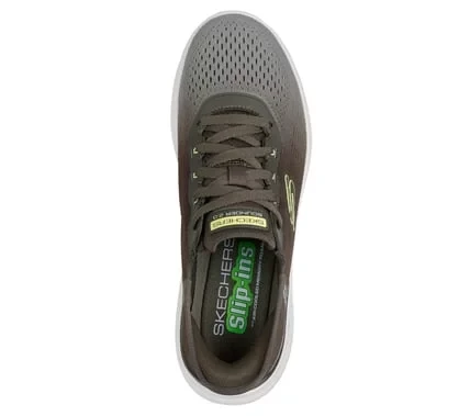 Skechers Men's Bounder 2.0 Slip-ins Olive Sneaker with Hands Free Design and Air Cooled Memory Foam Insole Size 44 Vegan Comfortable Walking Shoes - Skechers - Image 4