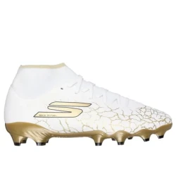 Skechers Soccer SKX_ 1.5 High Academy FG Men's Soccer Shoe for Precise Control and Comfort. Features Lightweight Move Foam Cushioning and Responsive TPU Plate, White, Size 40